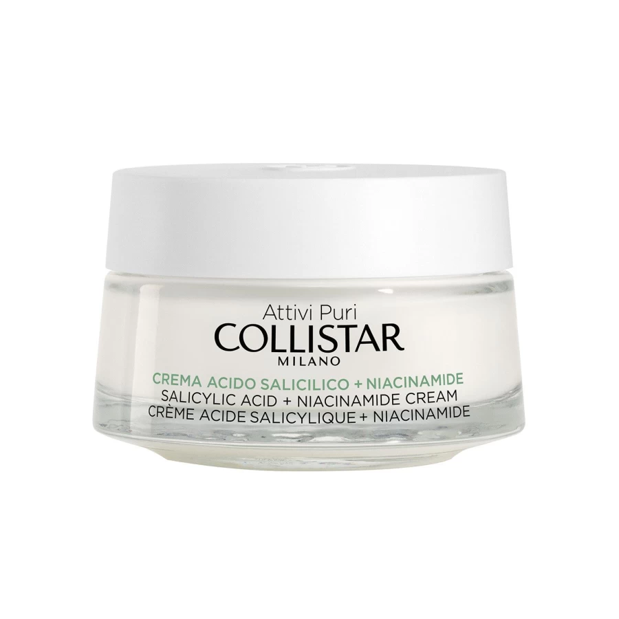 "COLLISTAR Salicylic Acid & Niacinamide Cream for Clear Skin – 50ml White Brightening Face Moisturizer"