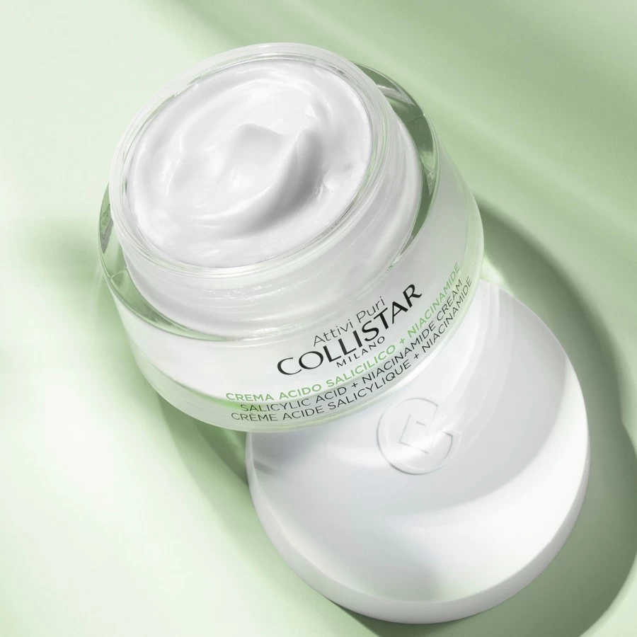 "COLLISTAR Salicylic Acid & Niacinamide Cream for Clear Skin – 50ml White Brightening Face Moisturizer"