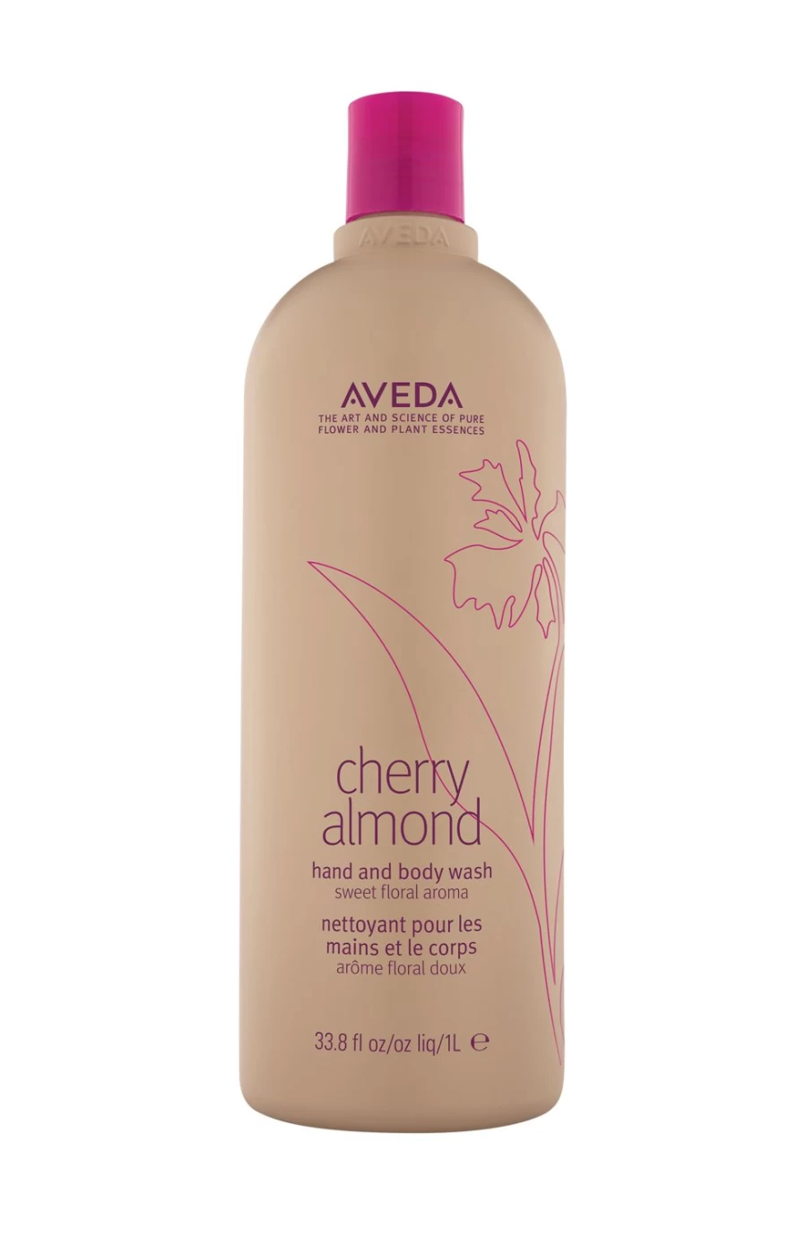 AVEDA Cherry Almond Hand & Body Wash 1 Liter - Moisturizing Beige Soap for Soft Skin