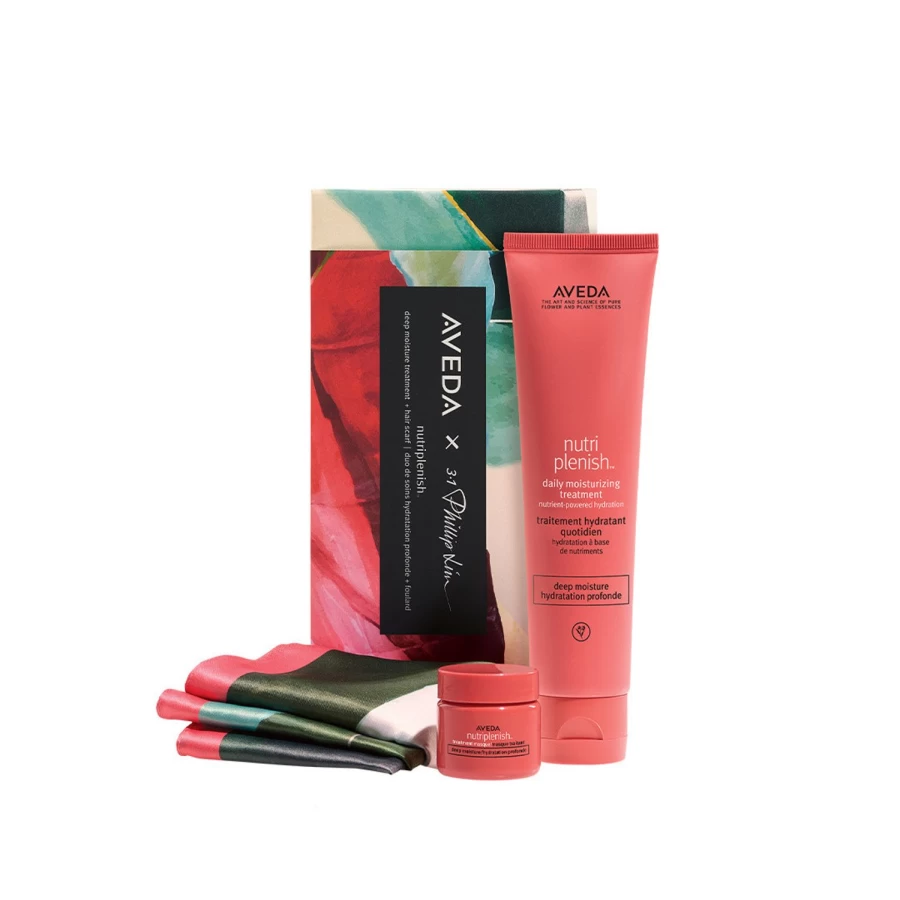 AVEDA Nutriplenish Deep Moisture Coffret Set with Foulard Scarf - Multicolor Hair Care Gift