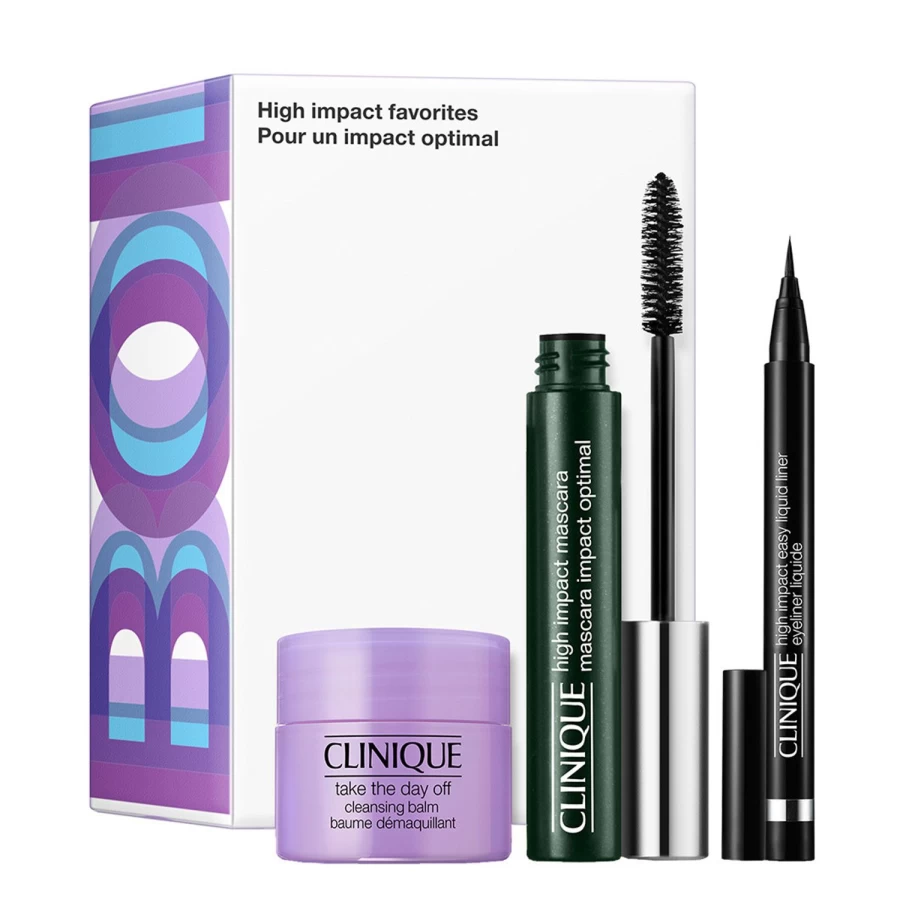 CLINIQUE High Impact Favorites Gift Set - Black Limited Edition Skincare & Makeup Collection