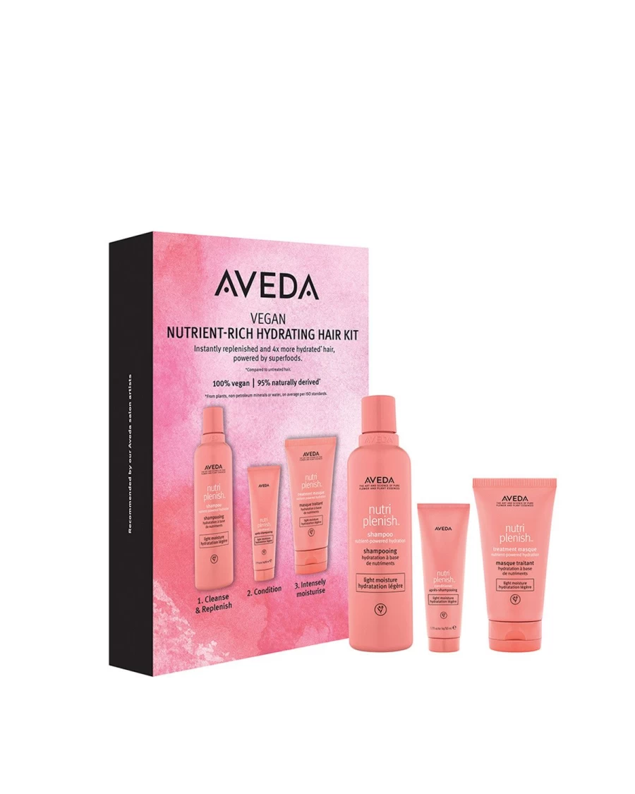 AVEDA Nutriplenish Coffret - Salmon Pink Hydration Gift Set for Healthy Hair