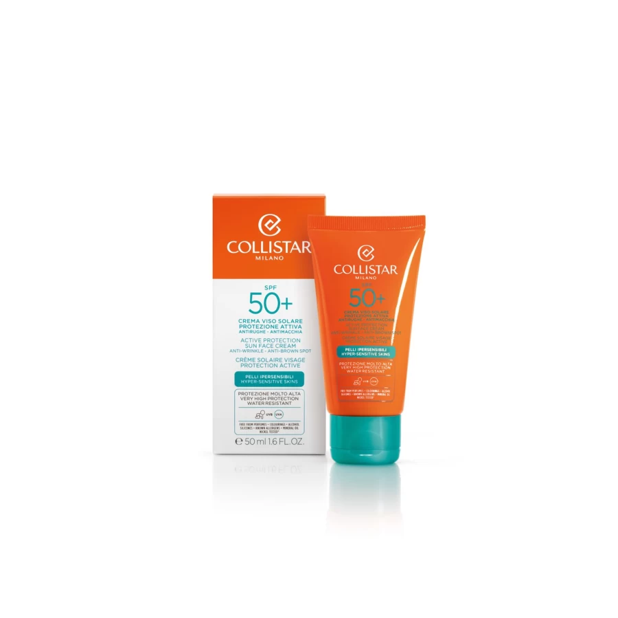 COLLISTAR Active Protection Sun Face Cream SPF 50+ with Orange Extracts for UV Defense