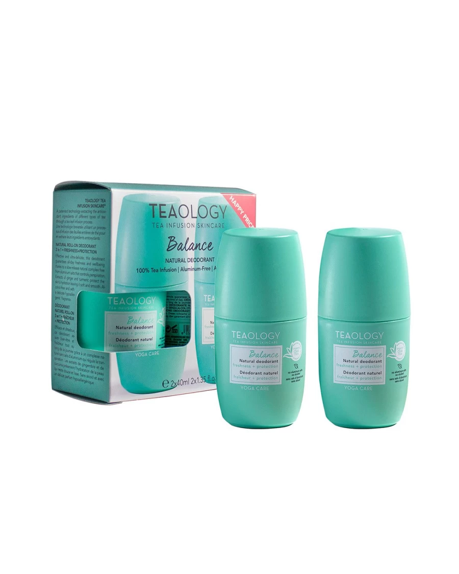 TEAOLOGY Duo Yoga Care Balance Natural Deodorant - Light Blue, Aluminum-Free, Organic Formula for Women & Men