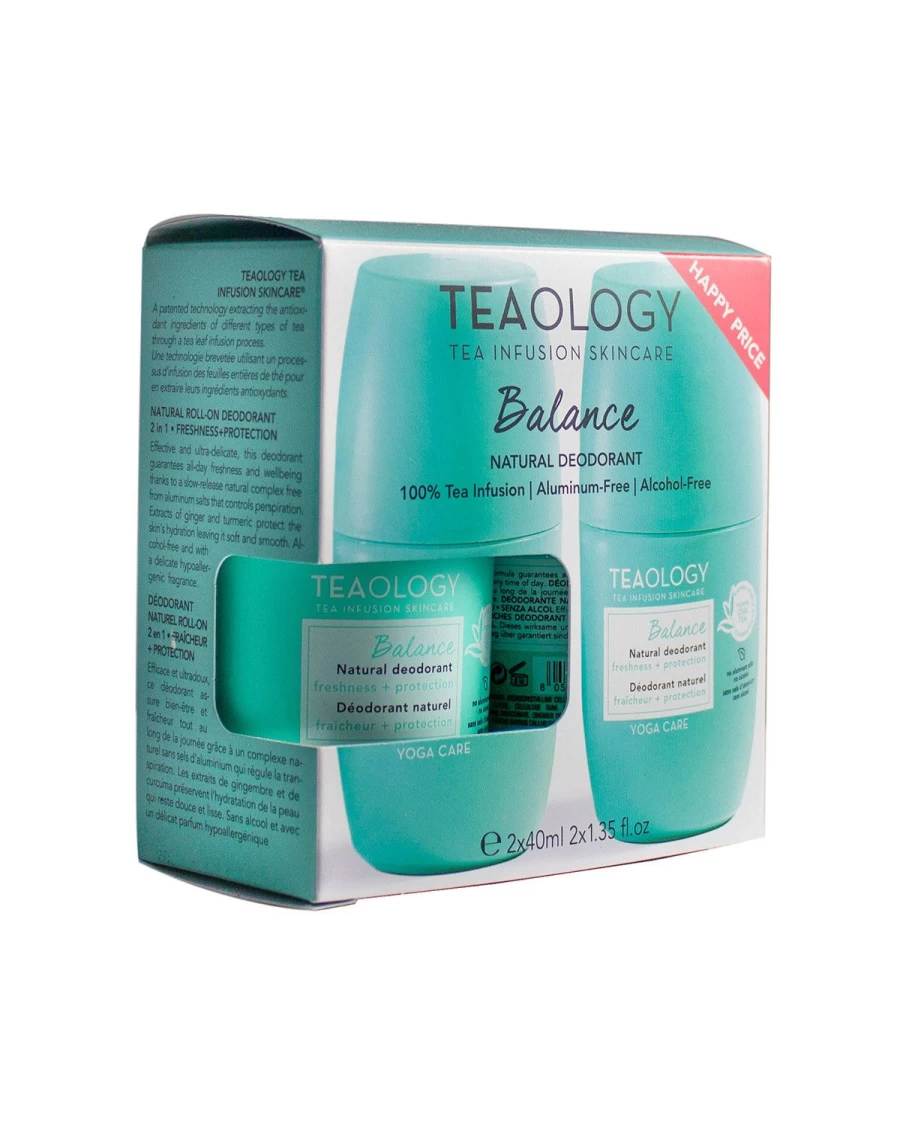 TEAOLOGY Duo Yoga Care Balance Natural Deodorant - Light Blue, Aluminum-Free, Organic Formula for Women & Men