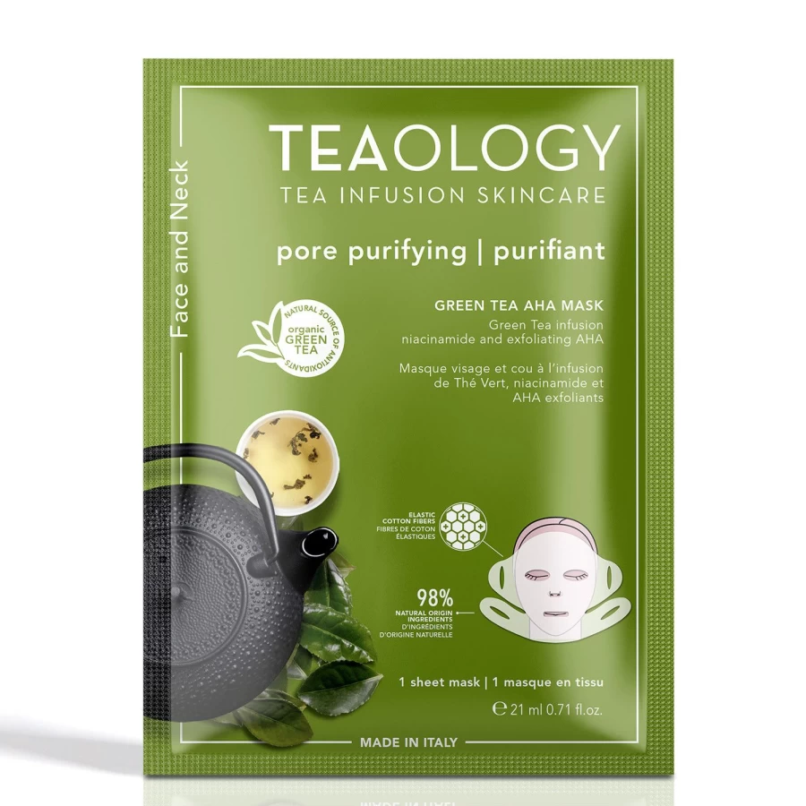 TEAOLOGY Green Tea AHA BHA Exfoliating Mask - Brightening White Peel Off Facial Treatment