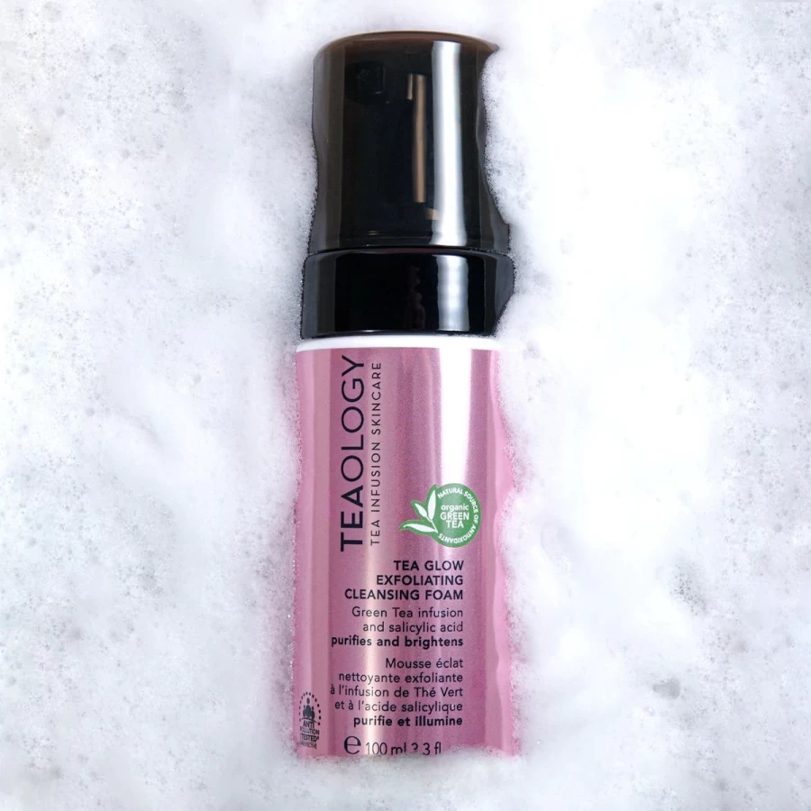 "TEAOLOGY Pink Green Tea Cleansing & Exfoliating Foam for Fresh Skin"