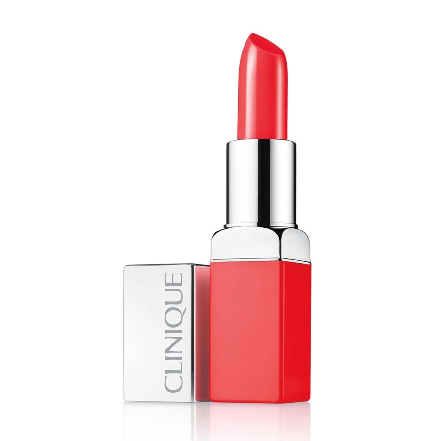 CLINIQUE Pop Lip Color + Primer in 06 Poppy Pop - 3.9g Moisturizing Lipstick with Long-Lasting Shine