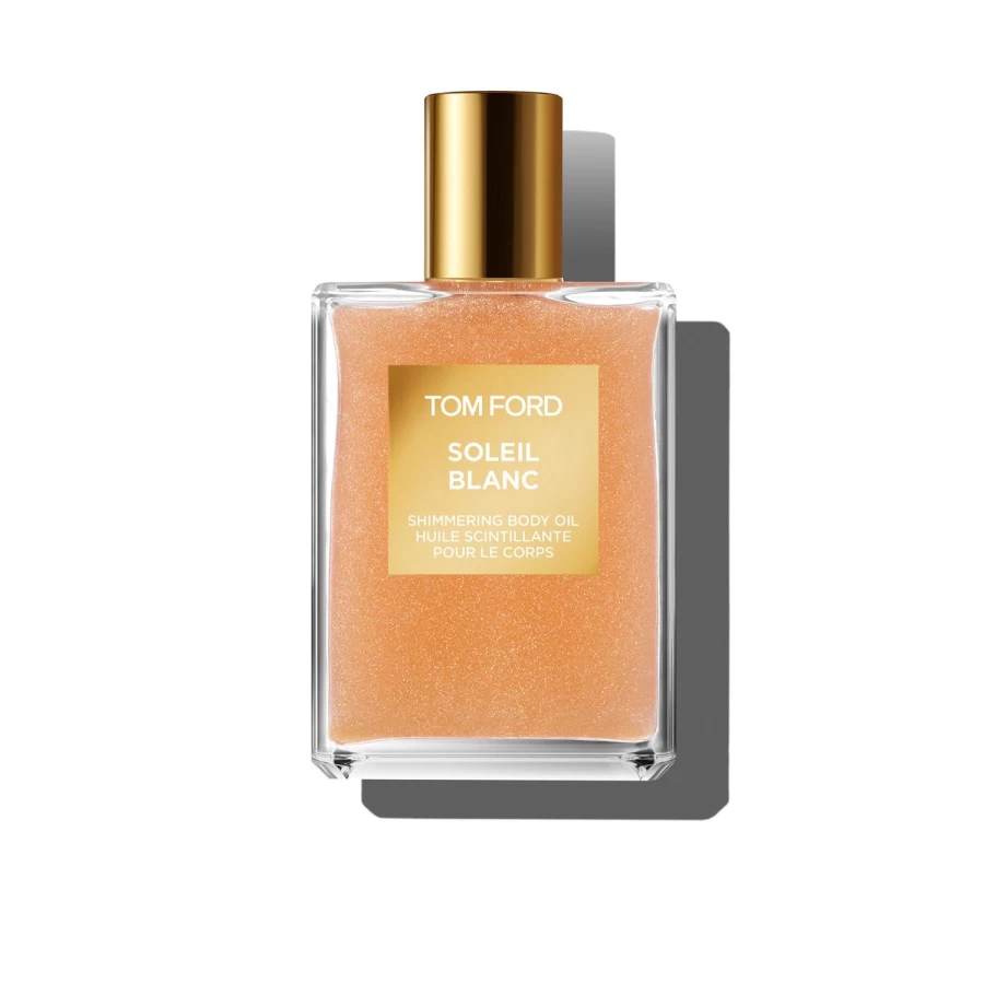 TOM FORD BEAUTY Soleil Blanc Shimmering Body Oil 100ml - Golden Yellow Luxury Glow, Hydrating Dry Skin Formula, Vegan & Cruelty-Free