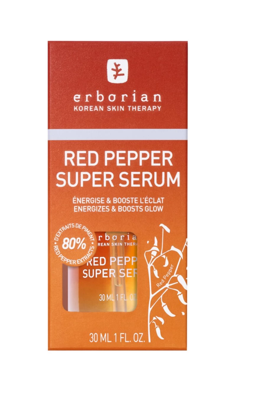 ERBORIAN Red Pepper Super Serum - Coral Red Anti-Aging Face Serum for Radiant Skin
