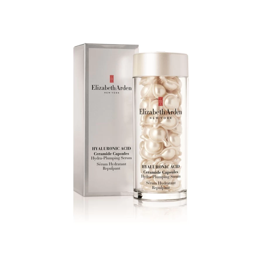 Elizabeth Arden Hyaluronic Acid Ceramide Capsules - Hydrating Plumping Serum, 60 Capsules, Silver Grey
