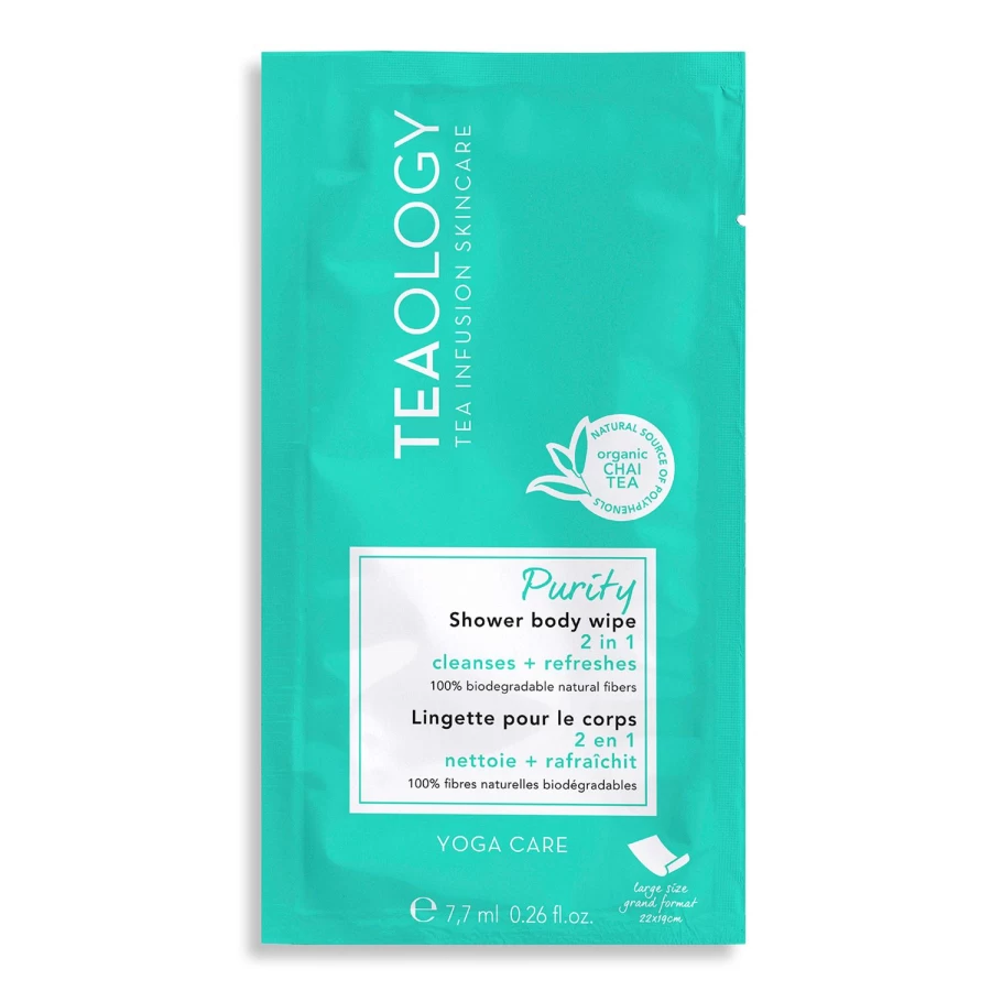 TEAOLOGY Purity Shower Body Wipes 7.7ml - Light Blue Refreshing Cleansing Wipes for On-The-Go Hygiene