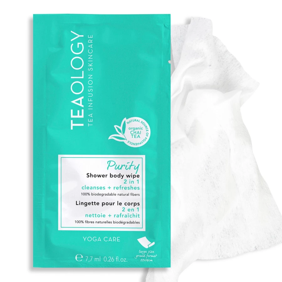 TEAOLOGY Purity Shower Body Wipes 7.7ml - Light Blue Refreshing Cleansing Wipes for On-The-Go Hygiene