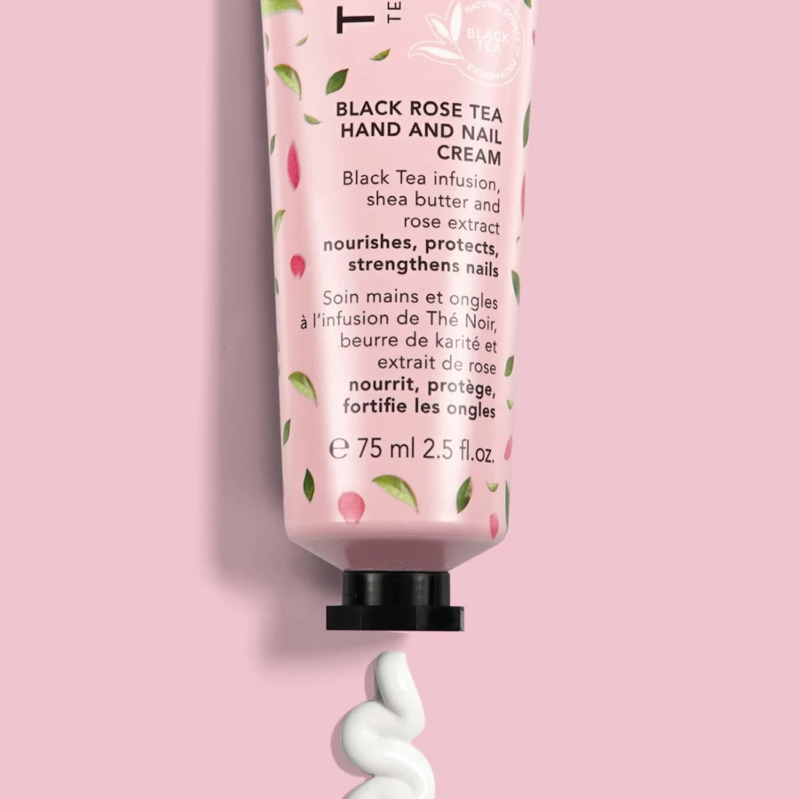 TEAOLOGY Pink Rose Tea Infused Hand and Nail Cream 75ml for Moisturizing and Nourishing